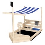 Zandbak Piratenschip Houtgro - Zonnedak Kinderkeuken - Natuur en Blauw