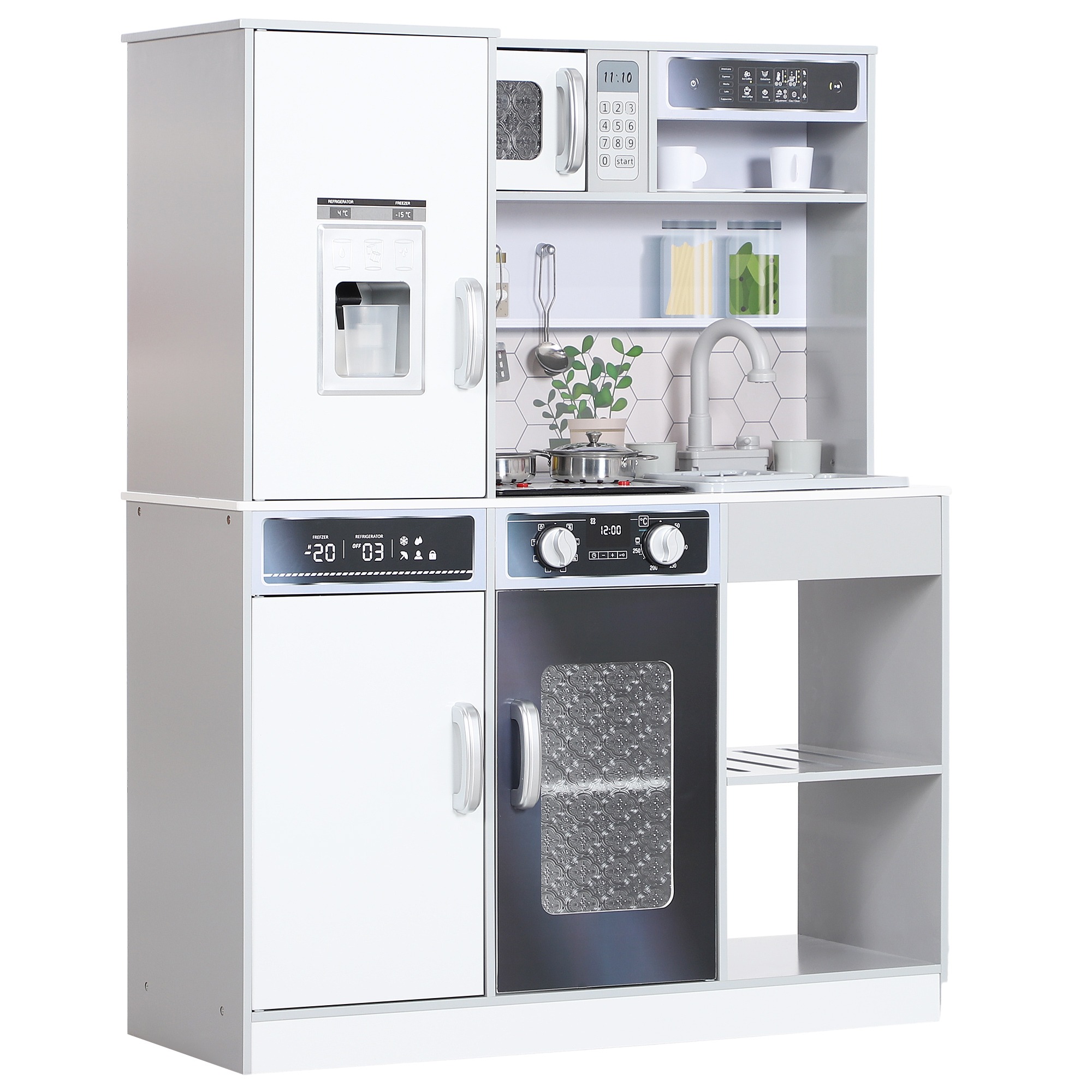 Keukenspeelset - Speelkeukenset - Roestvrijstalen servies – Watercirculatie - Wit