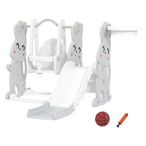 Peuterspeelset - Speelset - Glijbaan, Schommel - Grijs