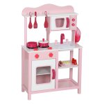 Speelkeuken - houten accessoires - compact keukengerei - roze