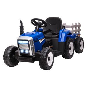 Kinderauto - Elektrisch met trailer - Afstandsbediening, koplampen - Blauw