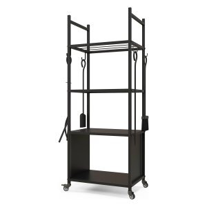 Houtenrek - 4-laags - Met Wielen - Zwart