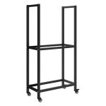 Houtopslag - Houtrek - stalen houtrek - wielen - zwart