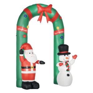 Tuindecoratie - Opblaasbare boog - LED-verlichting – Kerstman en sneeuwman - Meerkleurig
