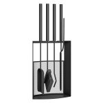 Openhaardset - Luxe 5-delige set - Accessoires inclusief bezem en tang - Zwart