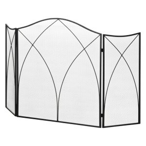 Vuurvast haardscherm - Drievoudig opvouwbaar ā Zwarte coating