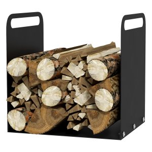 Opbergrek - Draagrek - Houten frame - Stalen handvatten - Zwart