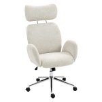 Kantoorstoel - Ergonomisch design - Verstelbare hoofdsteun - Kantelfunctie - Grijswit