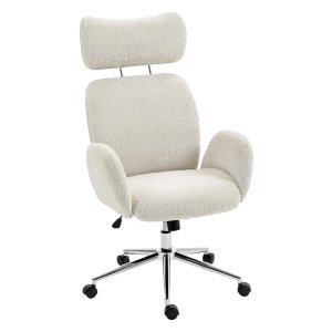 Kantoorstoel - Ergonomisch design - Verstelbare hoofdsteun - Kantelfunctie - Grijswit