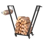 Tuinopslag - Houtskoolopslagrek - Trapeziumvormig design - Mobiel - Zwart