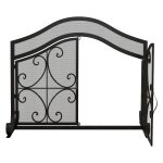 Haardbescherming - Elegant design - Dubbele deuren - Zwart