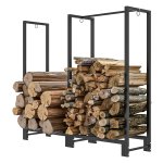 Tuinopslag - Houtopslagframe - Roestvrij stalen frame – 200 kg draagvermogen - Zwart