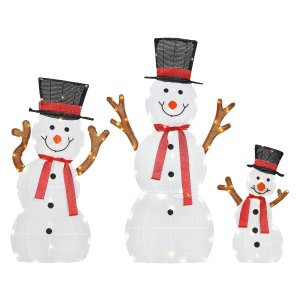 Kerstdecoratie - Sneeuwman Familie - LED-verlichting - Waterdicht - Wit