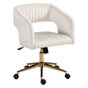 Bureaustoel - Verstelbaar - Fluweel-look - Crèmewit