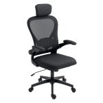 Ergonomische bureaustoel - inklapbare armleuning - verstelbare lendensteun - zwart