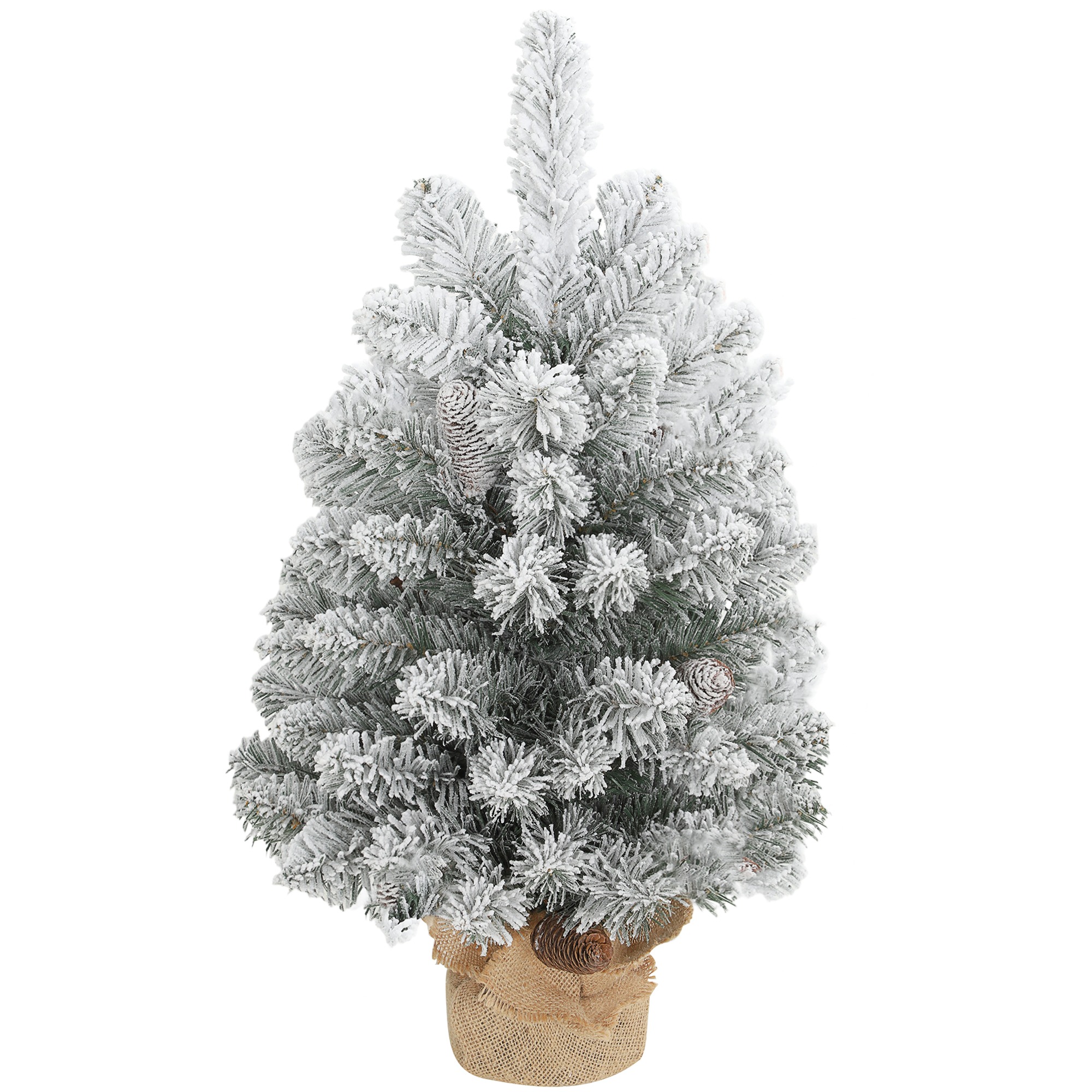 Kerstboom - Kunstkerstboom - Sneeuw - Dennenappels - Wit