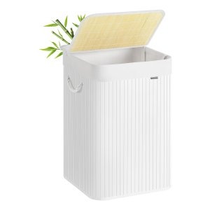 Wasmand - Bamboe - Opvouwbaar – Verwijderbare waszak - wit