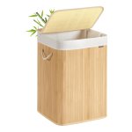 Wasmand - Inklapbaar met deksel - Bamboe - Natuurlijke kleur