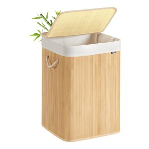 Wasmand - Inklapbaar met deksel - Bamboe - Natuurlijke kleur