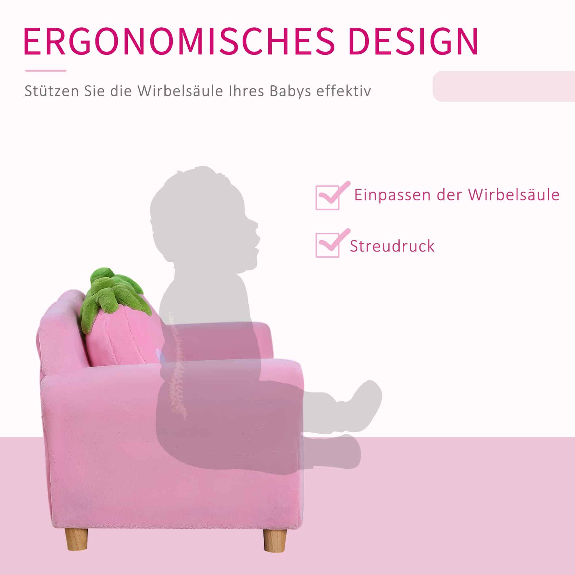 Kindermeubel - Zachte Bank - Tweezitter - Aardbei Kindermeubel - Zachte Bank - Tweezitter - Aardbei
