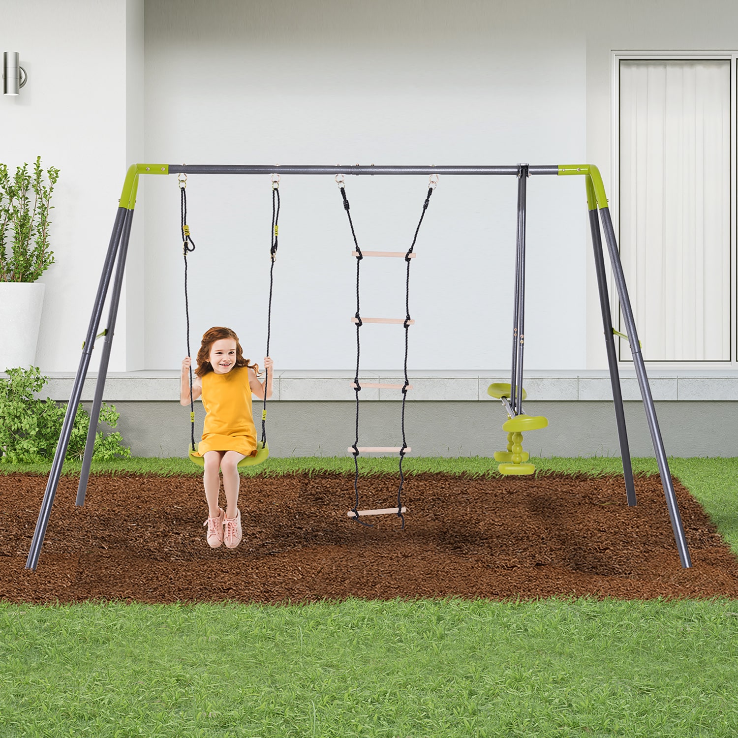 HOMCOM kinderschommel tuinschommel schommel frame schommelset met