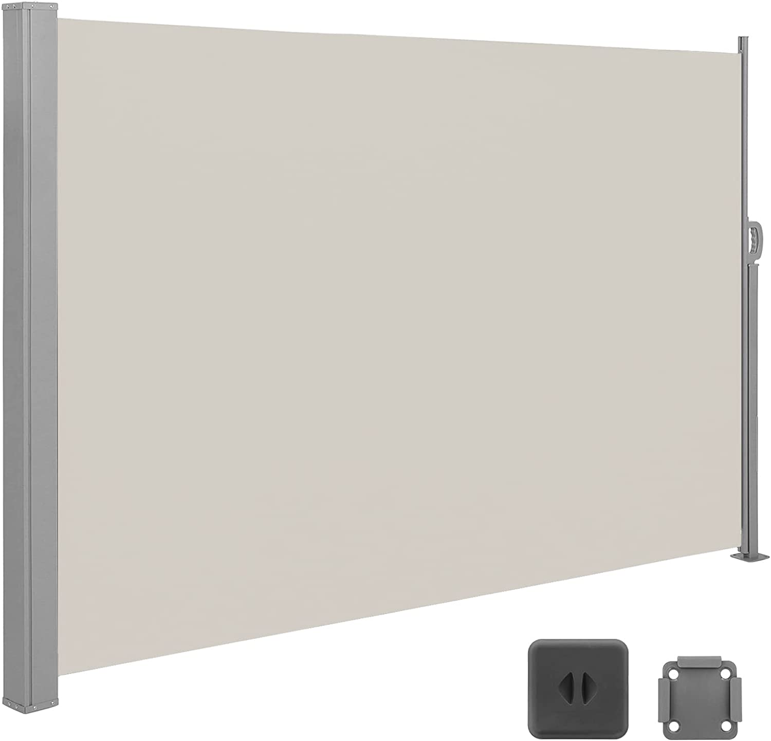 SONGMICS Dubbele zijluifel, uittrekbaar, 1,8 x 6 m (H x L), uittrekbare zijluifel, privacyscherm, zonwering, zijjaloezie, voor balkon, terras en tuin, rookgrijs GSA360G